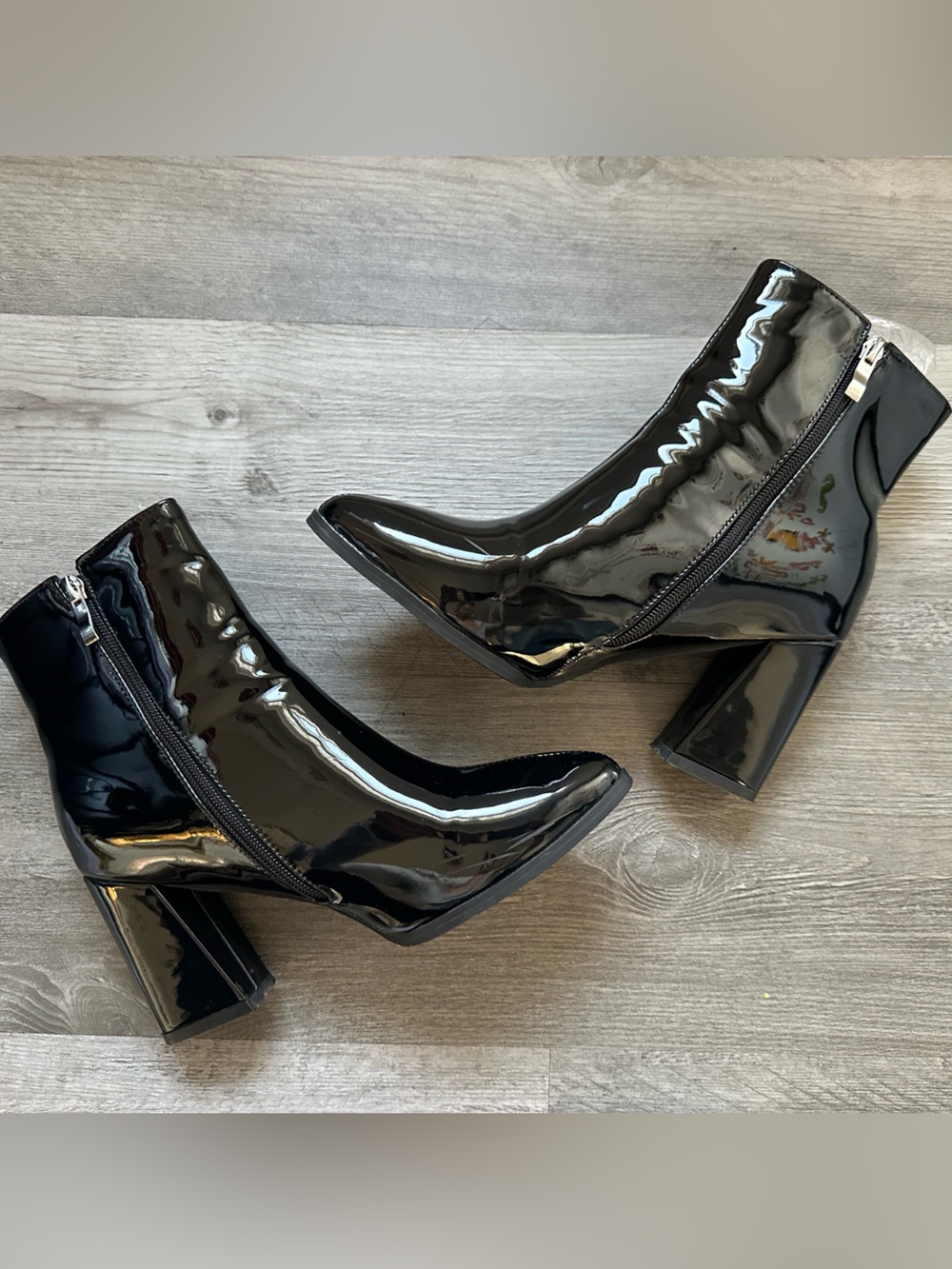 ✨ NEW Glossy Black Patent Leather Ankle Boots